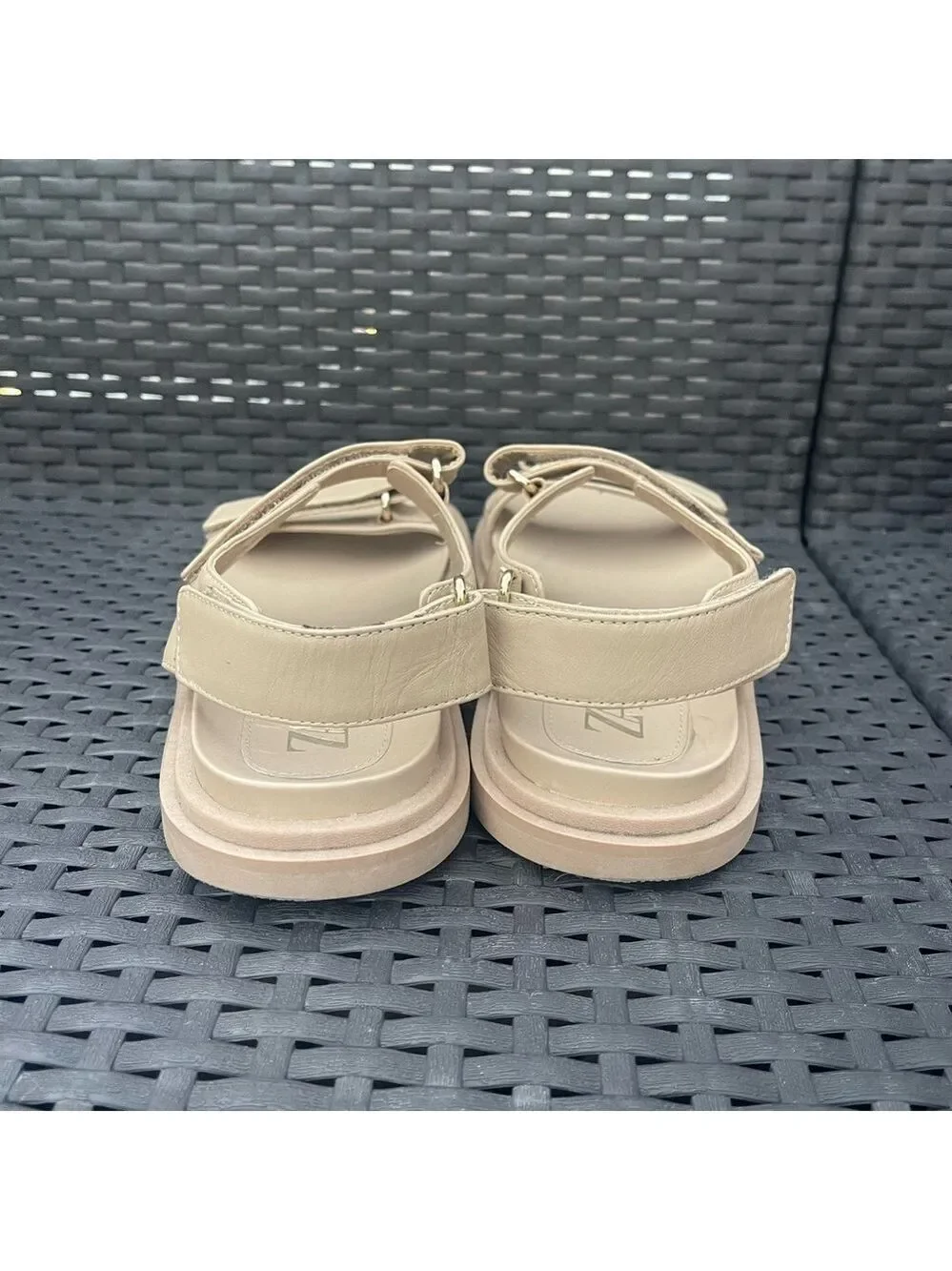 Zara Leather Platform Chunky Dad Sandals - Cream/Beige - Size 38 - Picture 5 of 10